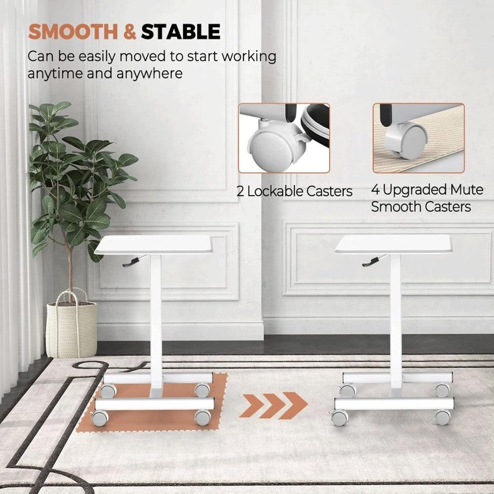 Mobile Standing Desk, Height Adjustable Rolling Cart with Wheels for Home Office