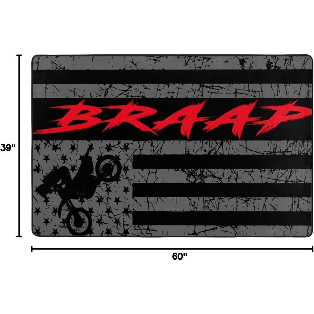 60x39'' Motocross Dirt Bike American Flag Area Rugs Anti-Slip Door Mat