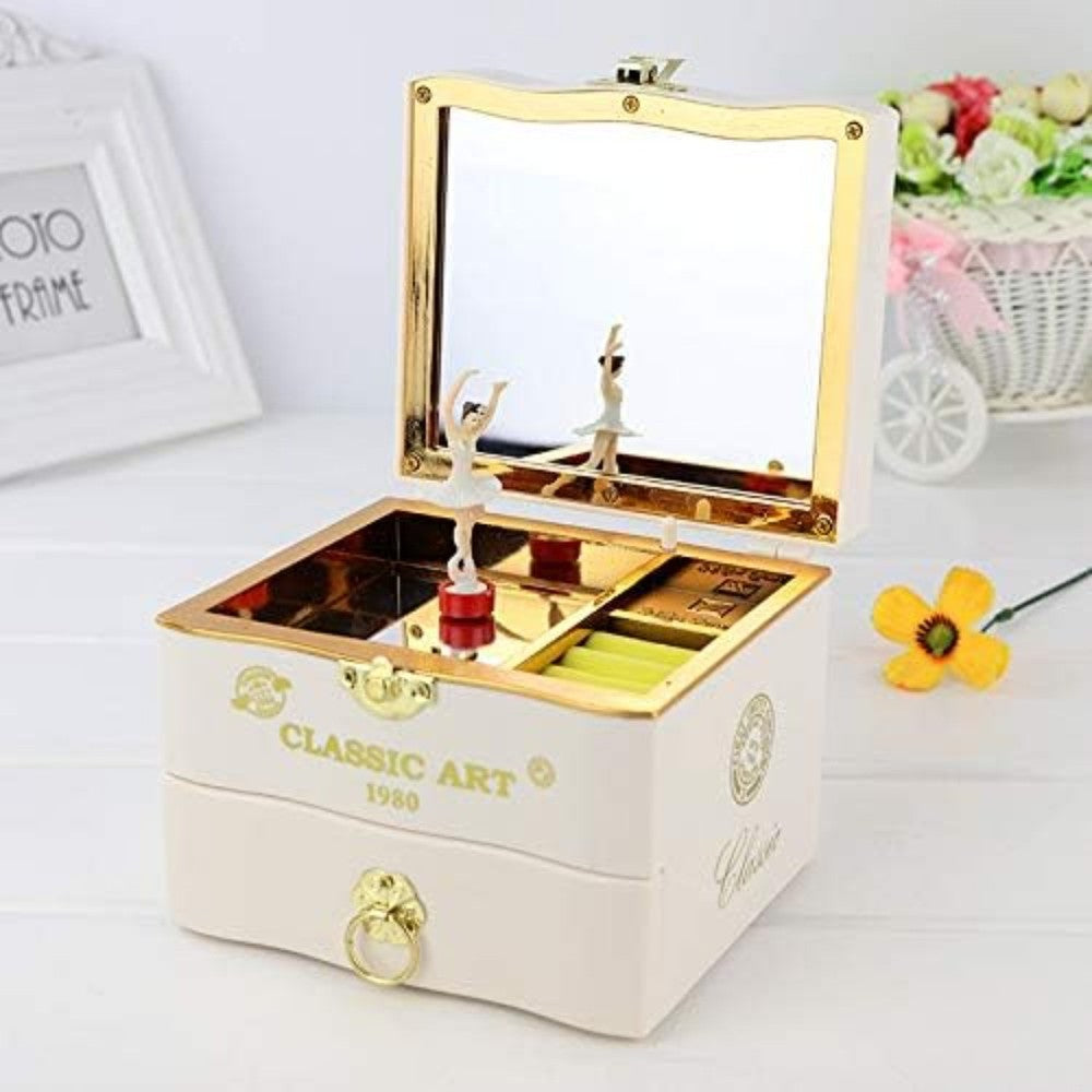 Musical jewelry box,Retro Music Box, Necklace Ring Storage Box with Mirror