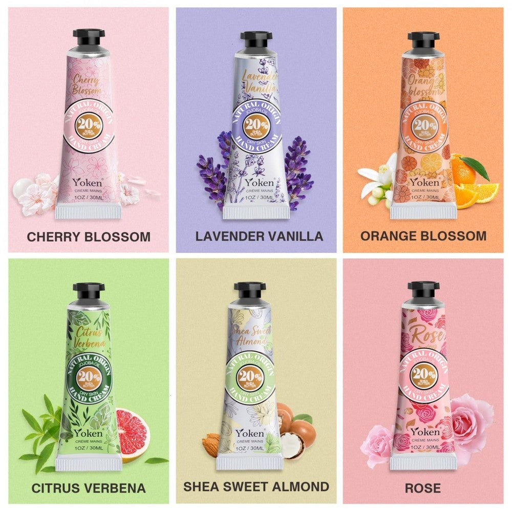 6 x 1OZ Shea Butter Hand Cream Gift Set,Instant Soothing Moisturizing Hand Cream