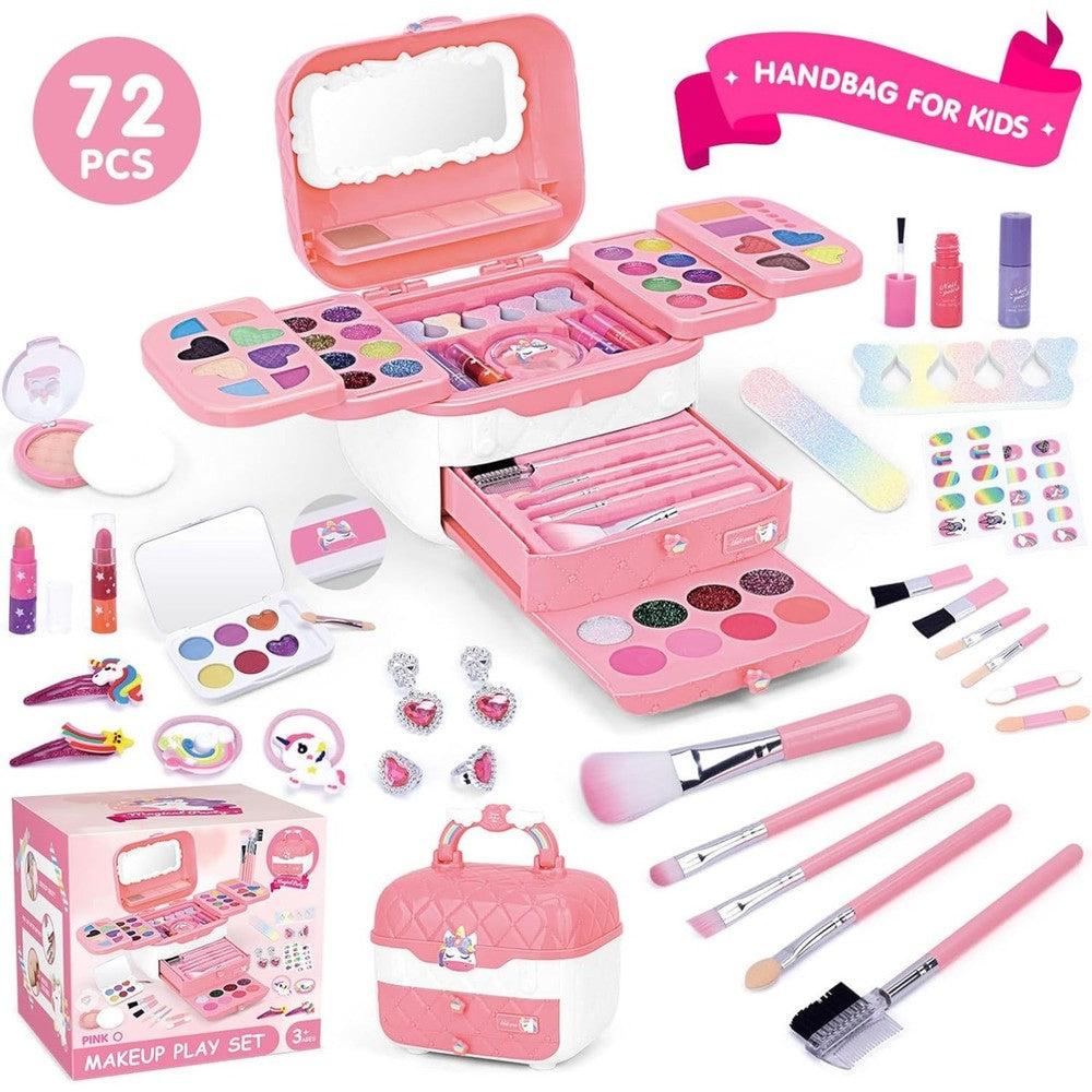 72 Pcs Kids Makeup Kit,Princess Games, Washable Makeup Kit ,Toys For Ages 3 -12