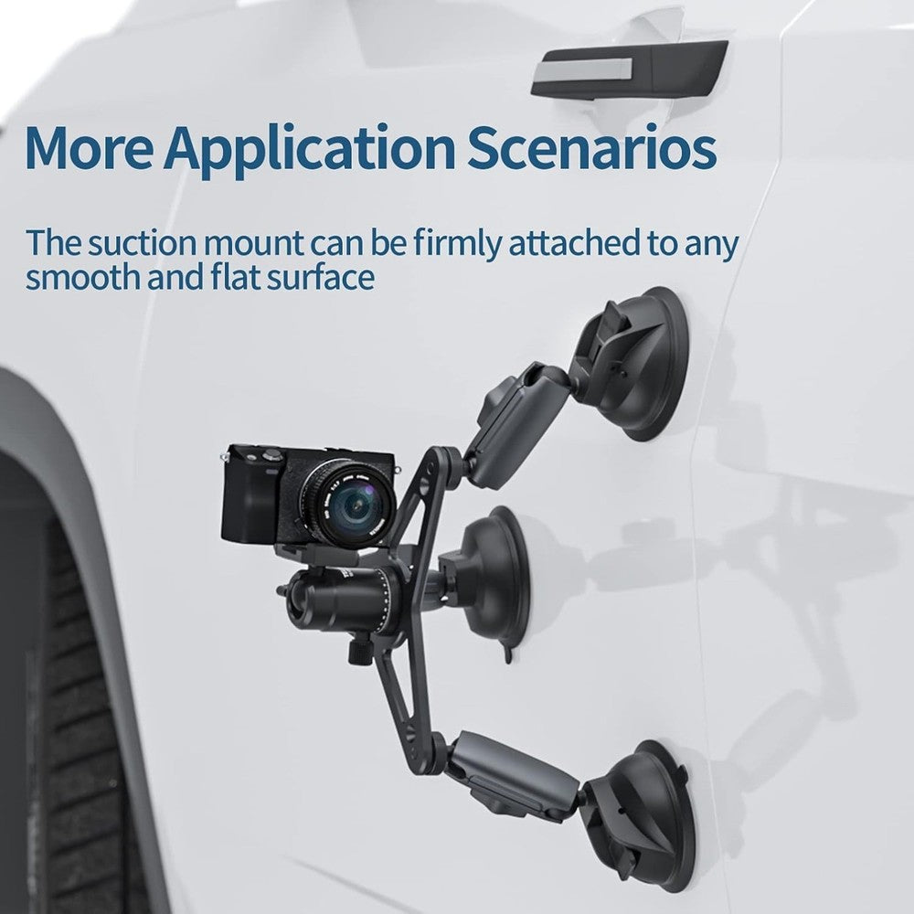 Triple Suction Cup Car Mount with 360 Ball Head for GoPro 13 Insta360 X5 DJI