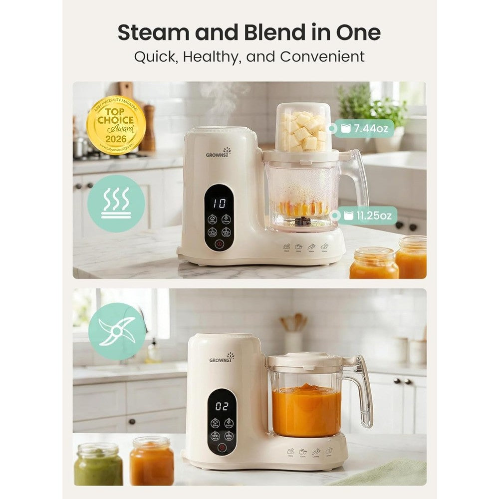 Baby Food Maker & Processor with Dual-Layer Steam Basket,Cream, 6+ Months