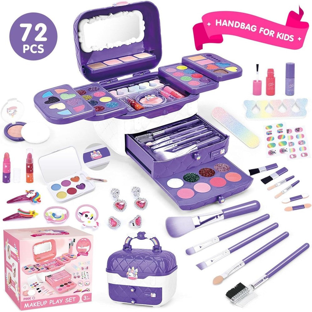 72 Pcs Kids Makeup Kit,Princess Games, Washable Makeup Kit ,Toys For Ages 3 -12