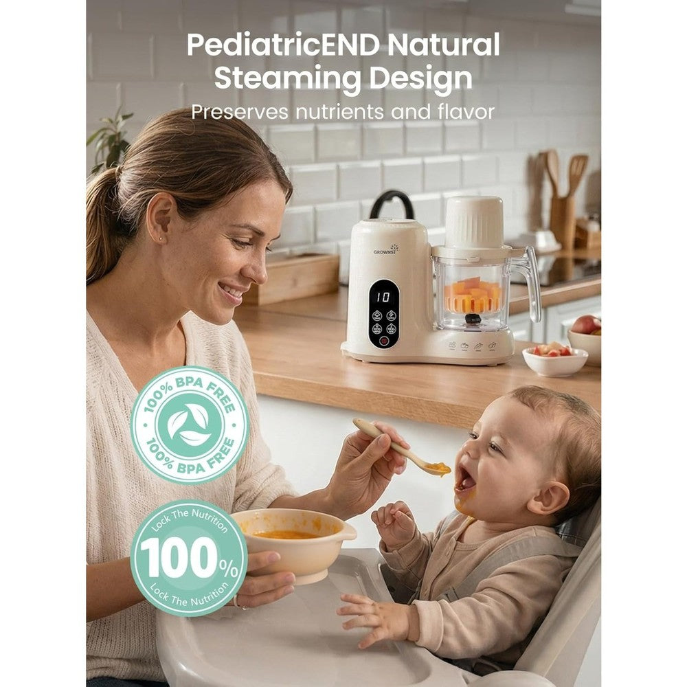 Baby Food Maker & Processor with Dual-Layer Steam Basket,Cream, 6+ Months