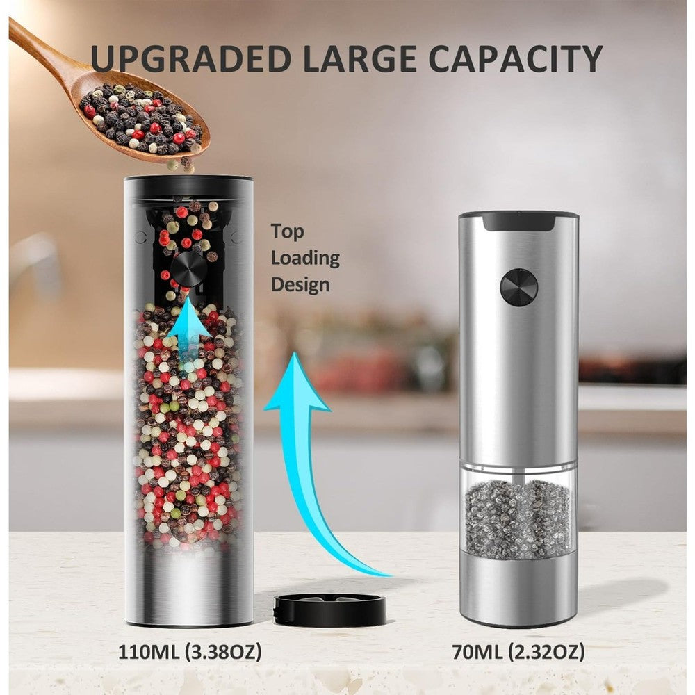 Rechargeable Salt and Pepper Grinder,Stainless Steel with Dual Charging Base