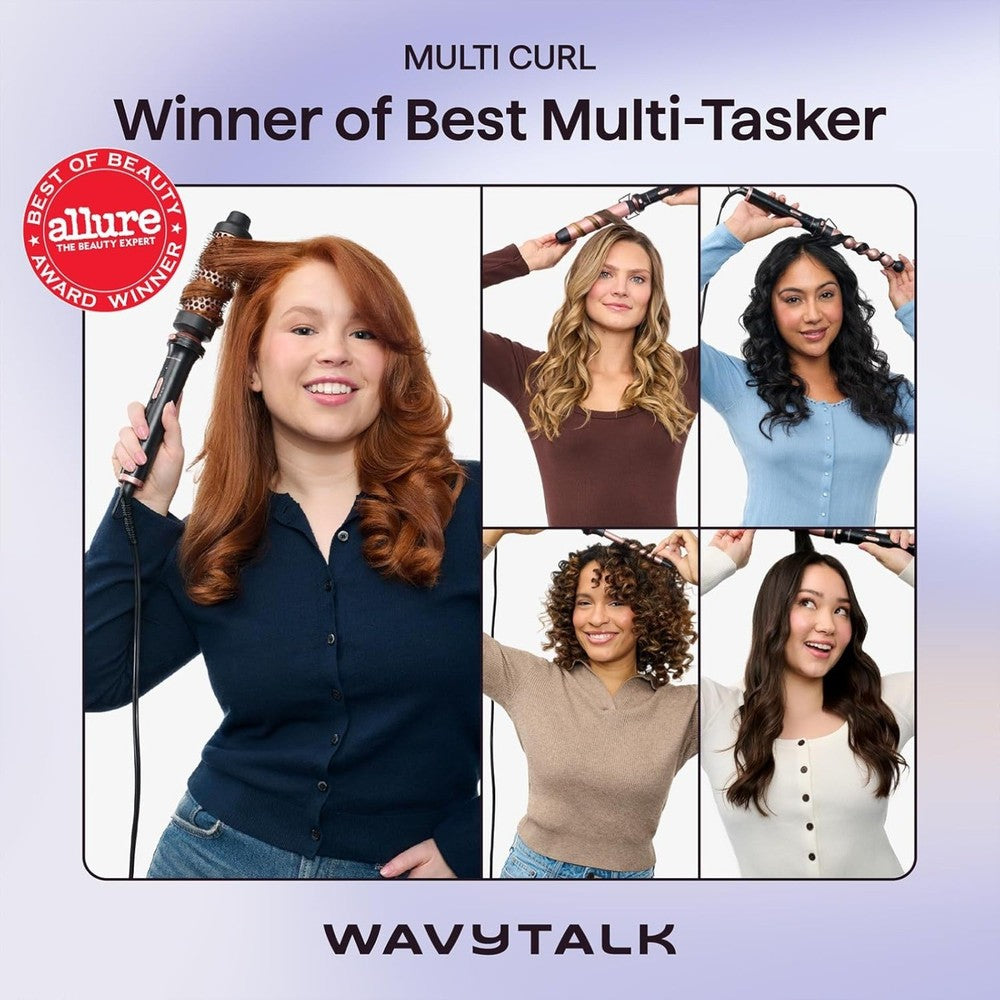 5 in 1 Multi Curling Wand Set with Thermal Brush and 4 Ceramic Curling Wand