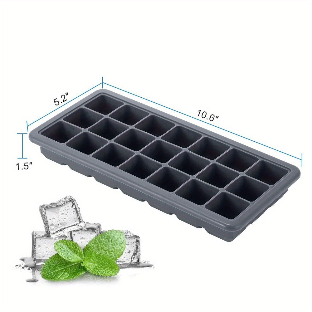 2 Pack Silicone Ice Cube Trays w/ Lid - 21 Cavity Ice Mold Cocktail Coffee Drink