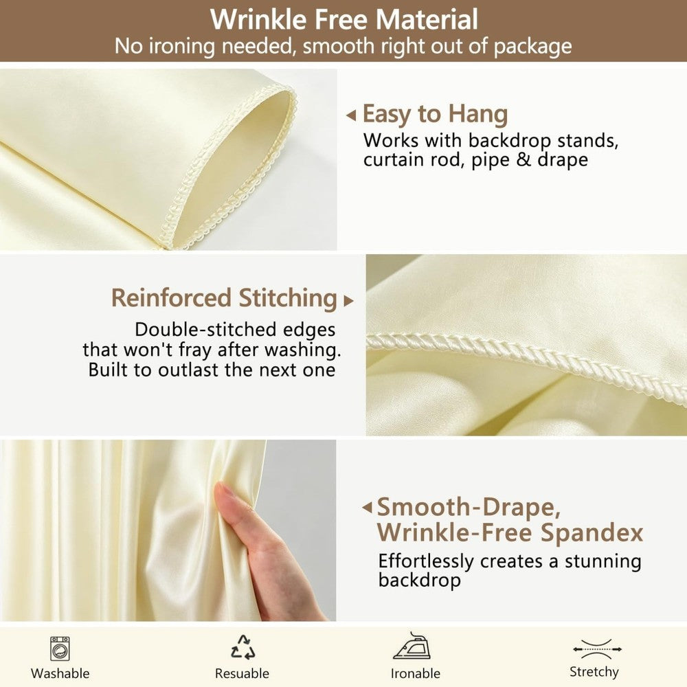 2-Pack 10x10ft Wrinkle-Free Ivory Backdrop Curtain Drapes, for Easy hanging