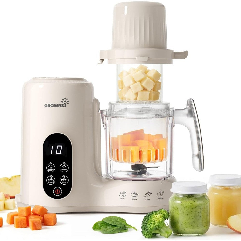 Baby Food Maker & Processor with Dual-Layer Steam Basket,Cream, 6+ Months