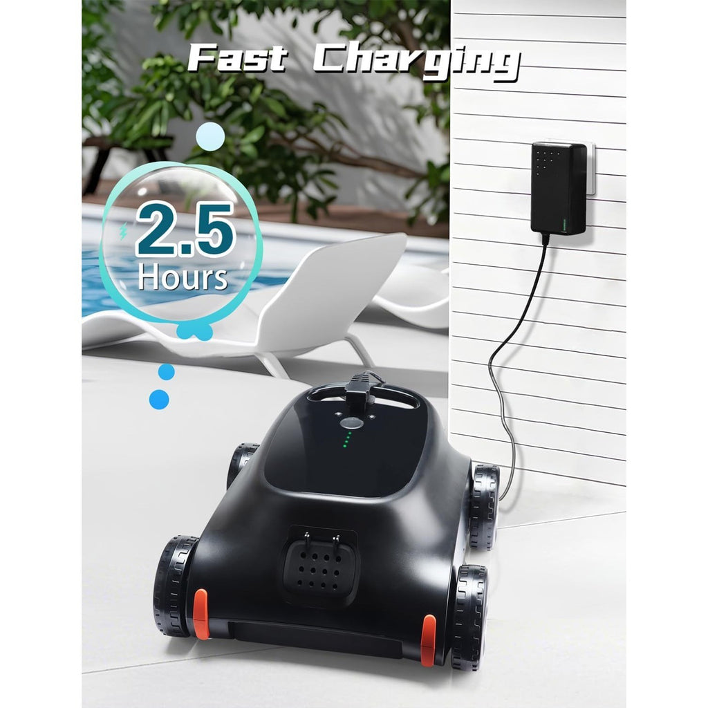 Cordless Robotic Pool Cleaner Lasts 180 Min for Above Pools, up to 2000 Sq.ft