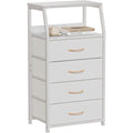 4 Drawers Dresser Vertical Storage Tower Nightstand Bedside Table Wood Top