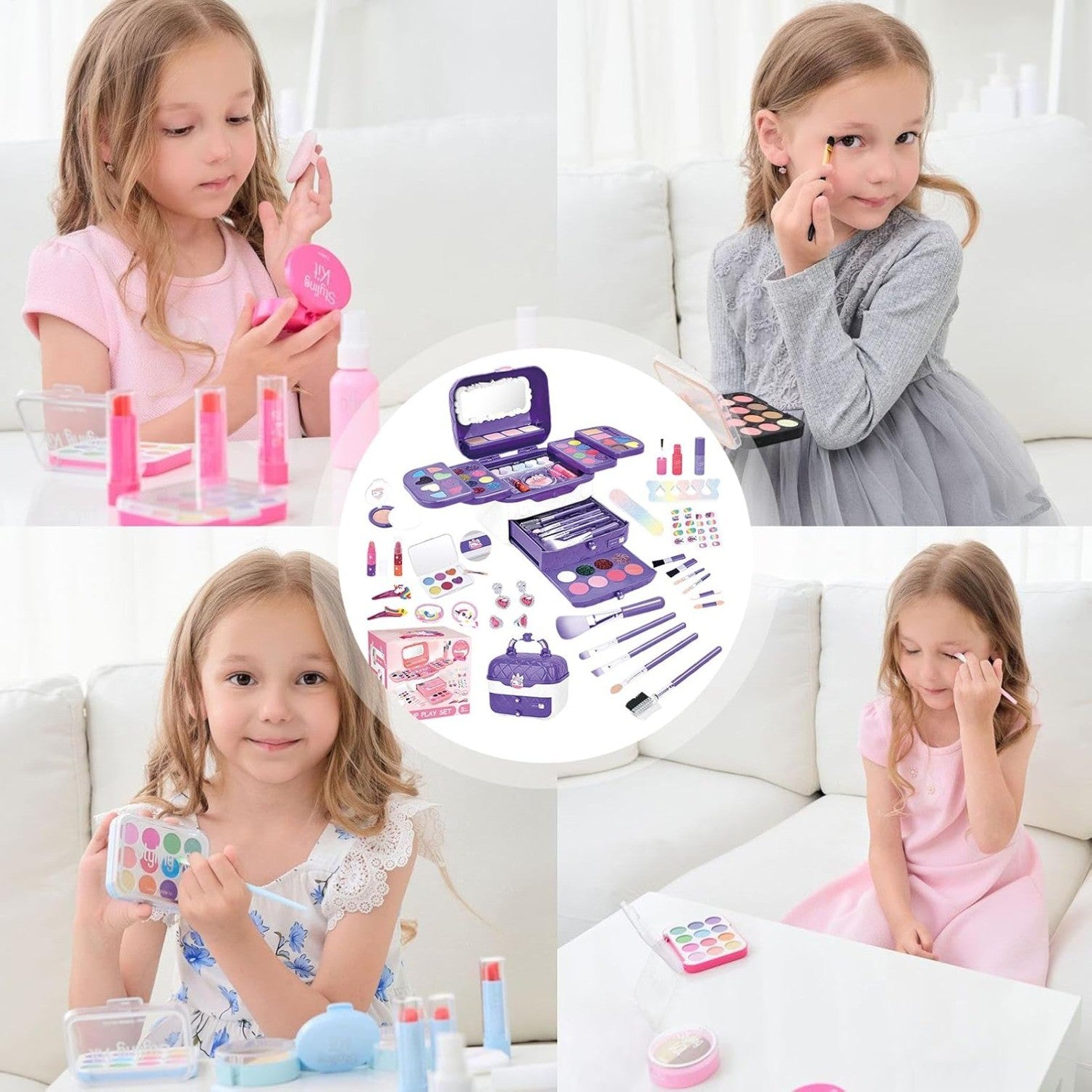 72 Pcs Kids Makeup Kit,Princess Games, Washable Makeup Kit ,Toys For Ages 3 -12