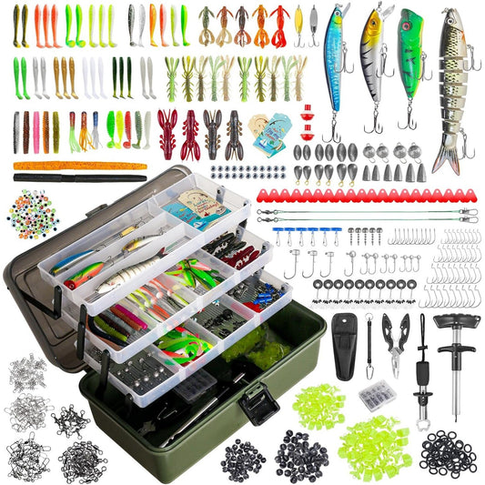 4 Layers Fishing Tackle Box, 605Pcs Fishing Gear Kit for Beginners, Adults