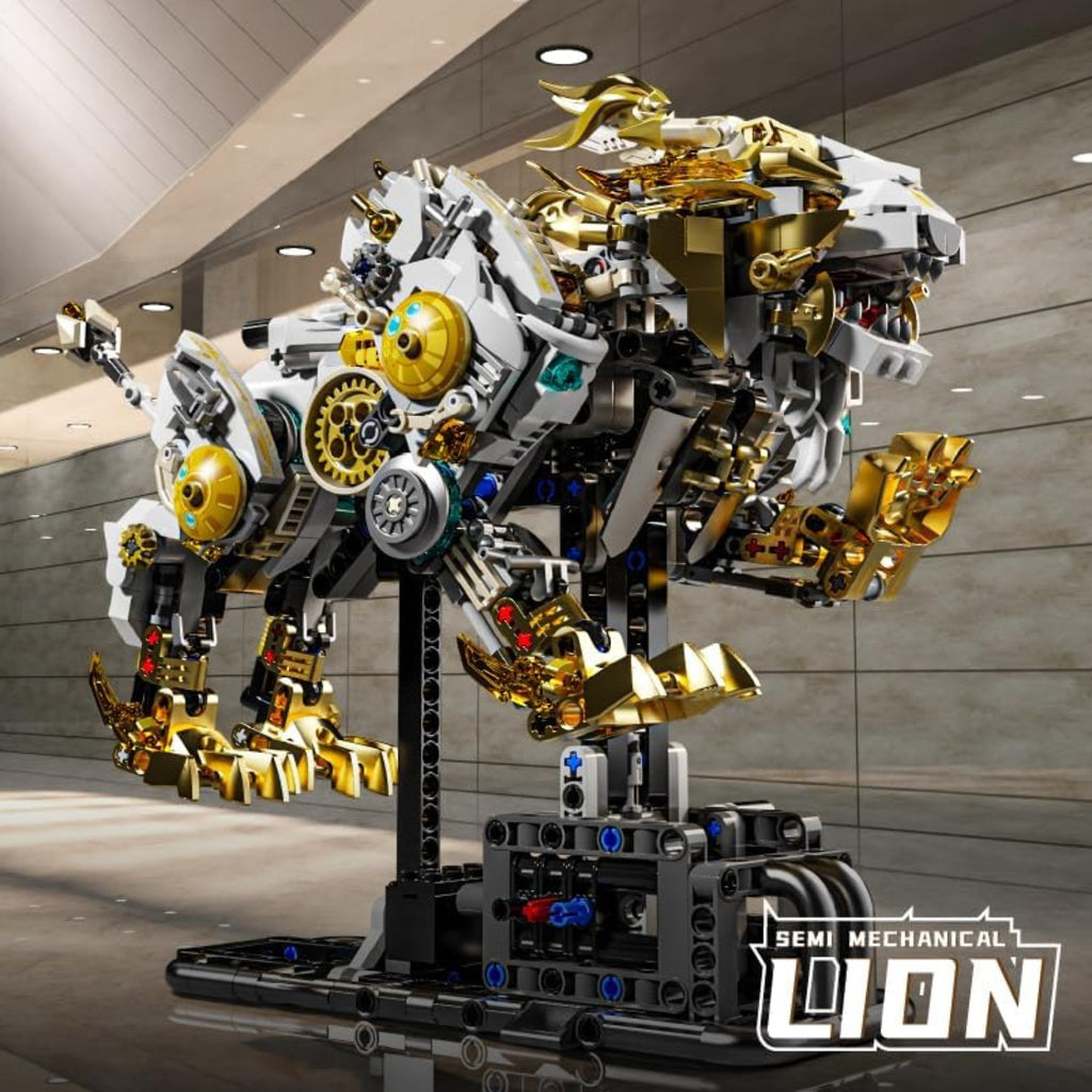 1073pcs Mechanical Lion Building Set,for Animal Building Kit w/Movable Gear