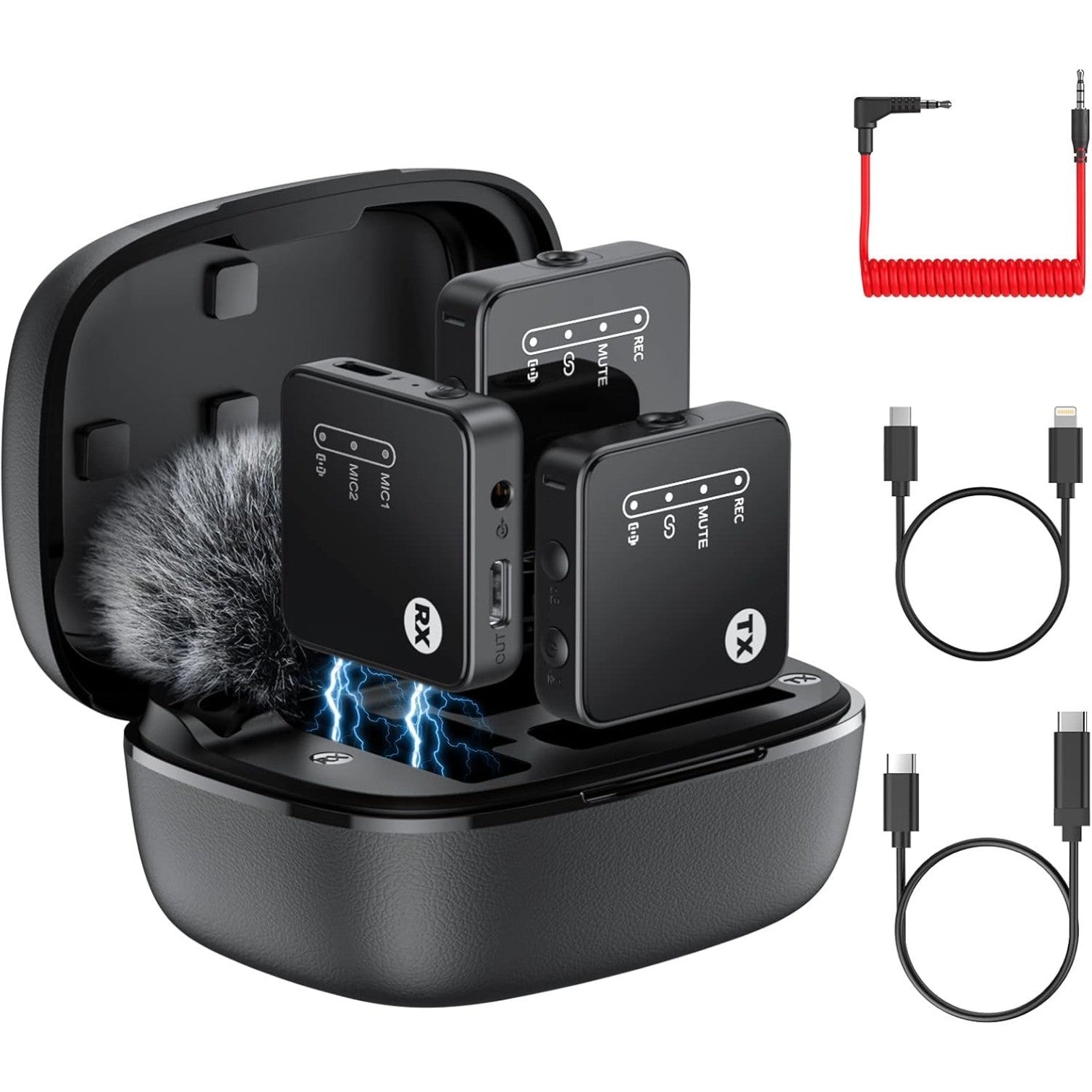 Wireless Lavalier Microphone for phones/DSLR Camera Camcorder, 2.4G Dual Channel