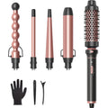 5 in 1 Multi Curling Wand Set with Thermal Brush and 4 Ceramic Curling Wand