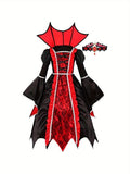 Royal Vampire Costume Girls - Deluxe Gothic Victorian Vampiress Halloween Party