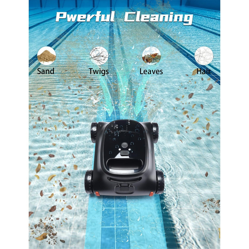 Cordless Robotic Pool Cleaner Lasts 180 Min for Above Pools, up to 2000 Sq.ft