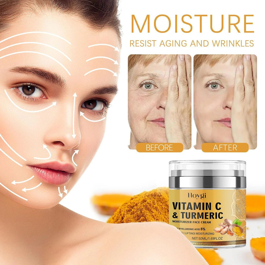 50ml Turmeric Vitamin C Face Cream Hyaluronic Acid Dark Spot Corrector Repair