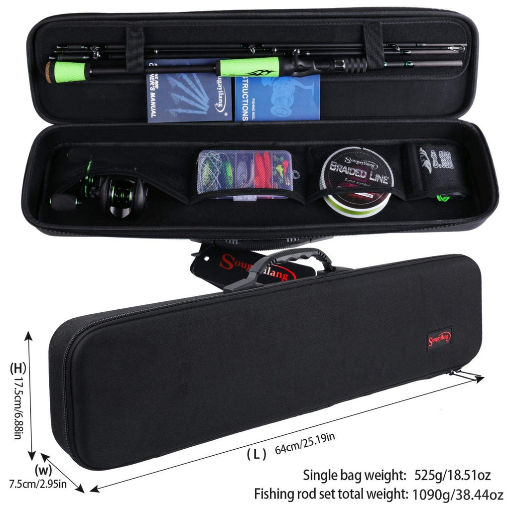 High Carbon 4 Pc Fishing Pole Fishing Reel -2.1M/6.89FT Casting Rod with Case
