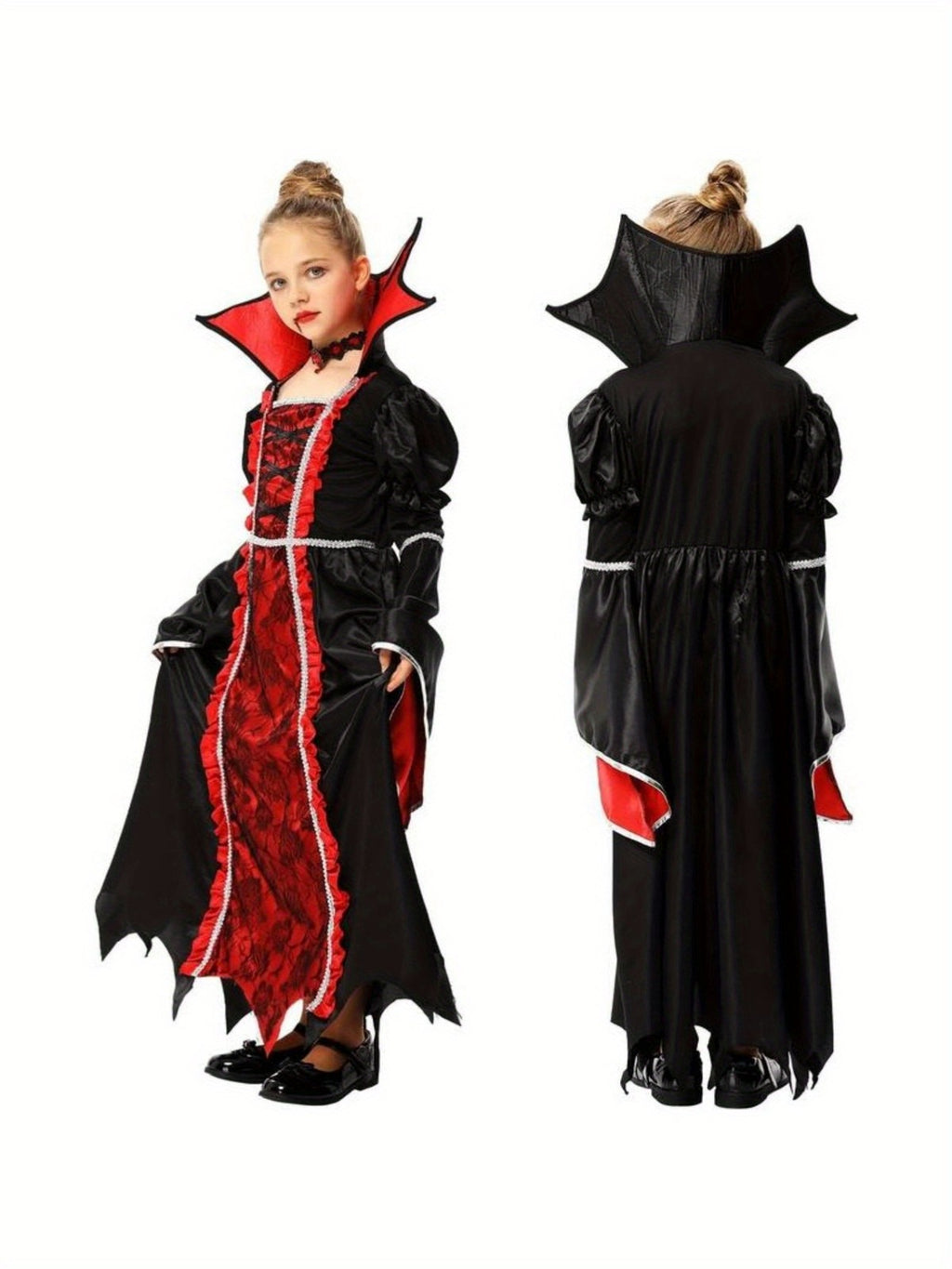 Royal Vampire Costume Girls - Deluxe Gothic Victorian Vampiress Halloween Party