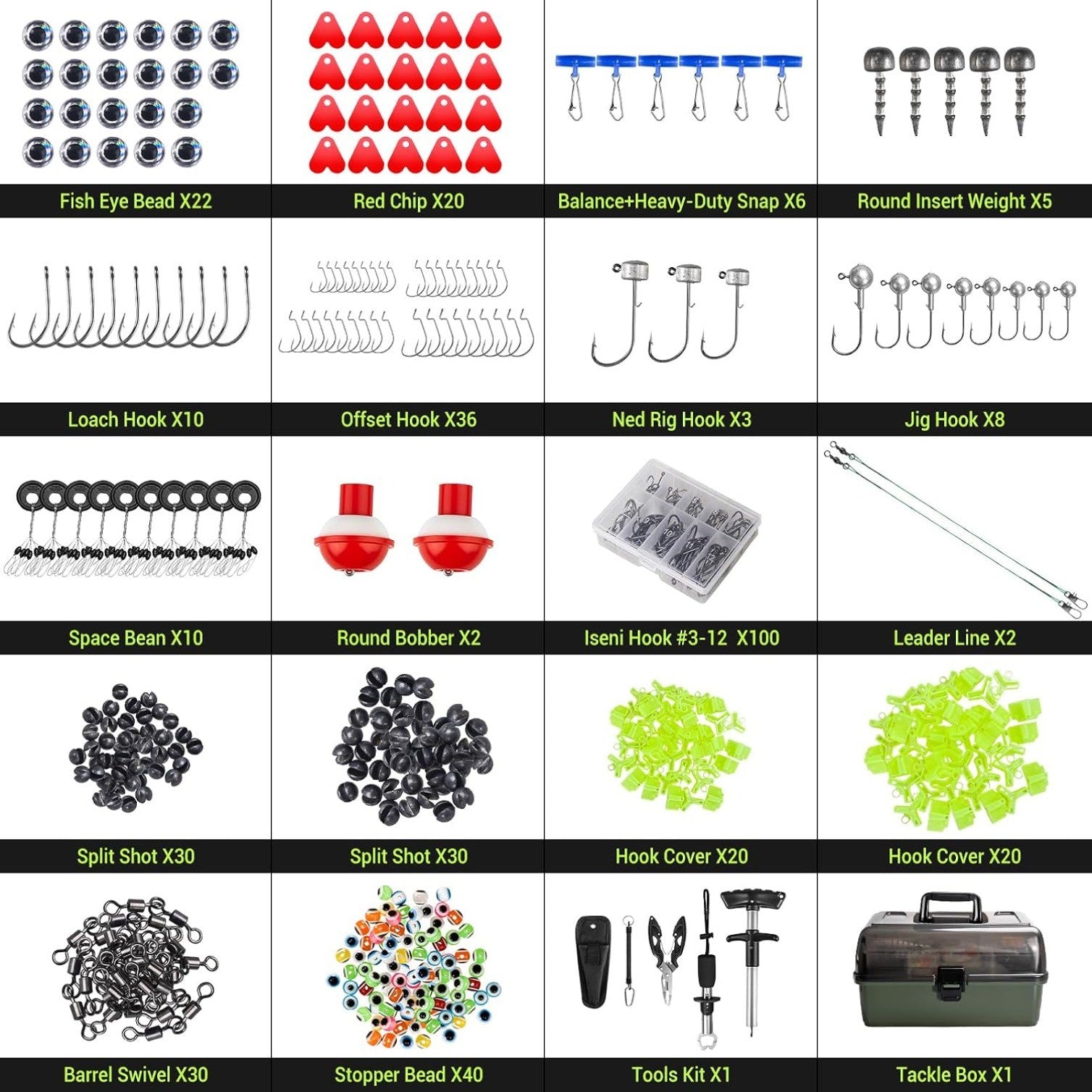 4 Layers Fishing Tackle Box, 605Pcs Fishing Gear Kit for Beginners, Adults