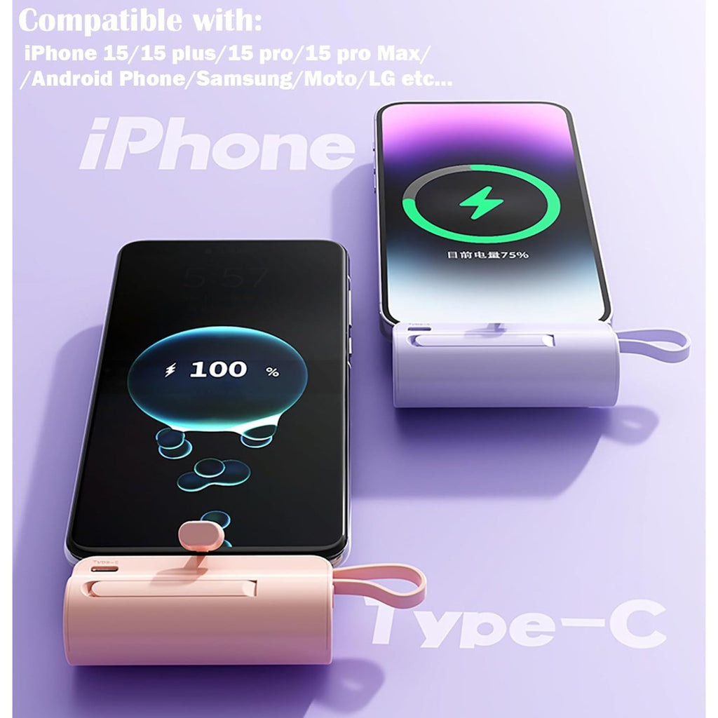 Capsule Power Phone Charger 5500mAh,Dual USB-C Ports for iPhone 17/16/15/15 plus