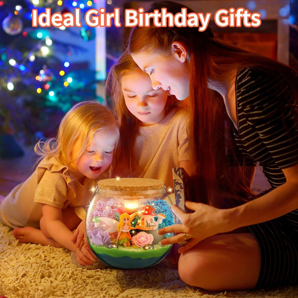 Fairy Garden Light Up Terrarium Kit for Kids, DIY Garden Crafts for Girls 8-12