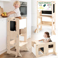 4-in-1 Toddler Kitchen Step Stool, Learning Standing Tower with Chalkboard