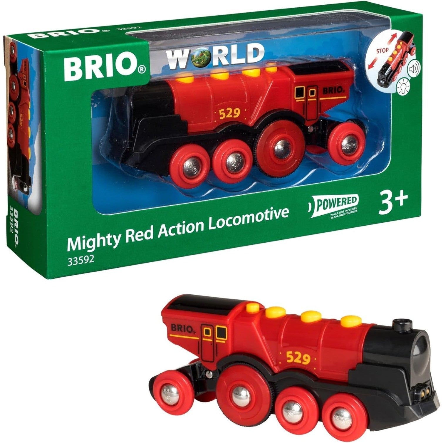 Battery-operated Toy Train for Wooden Track with Light & Sound for All BRIO Sets