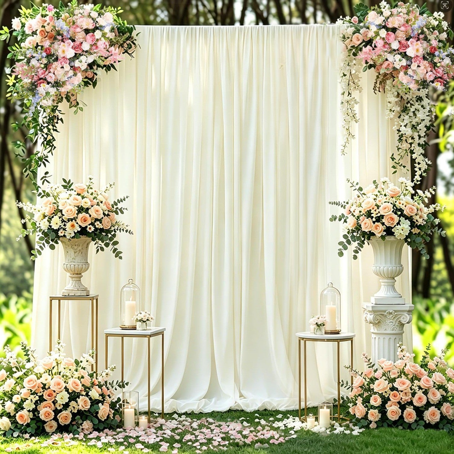 2-Pack 10x10ft Wrinkle-Free Ivory Backdrop Curtain Drapes, for Easy hanging