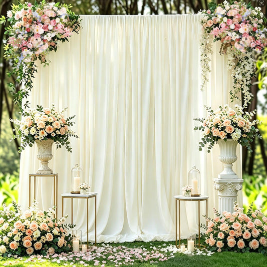 2-Pack 10x10ft Wrinkle-Free Ivory Backdrop Curtain Drapes, for Easy hanging