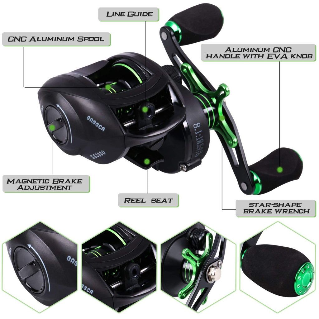 High Carbon 4 Pc Fishing Pole Fishing Reel -2.1M/6.89FT Casting Rod with Case