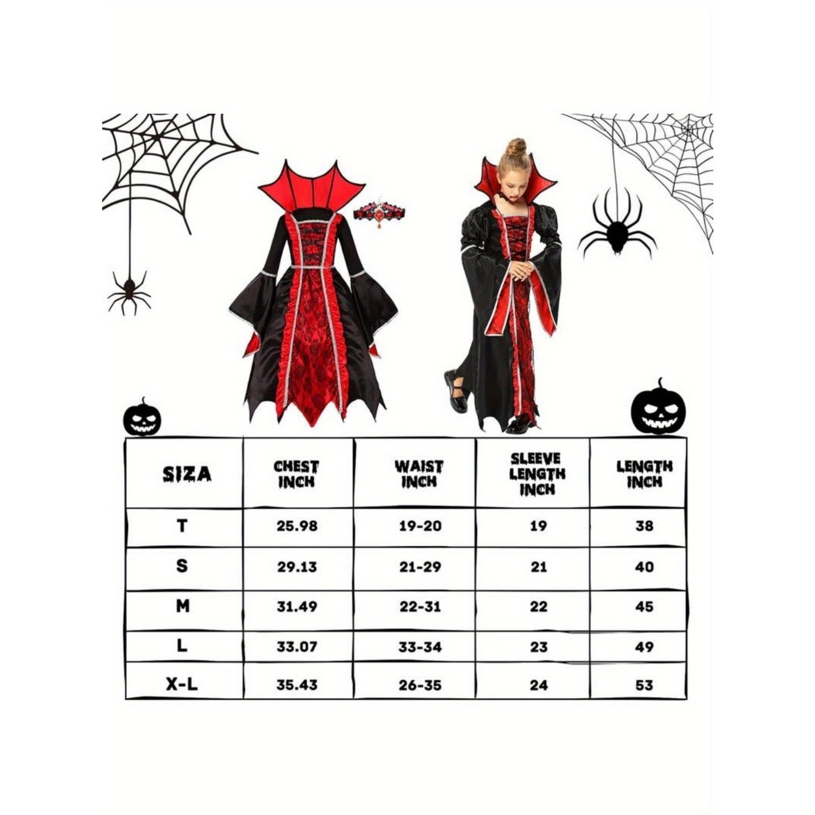 Royal Vampire Costume Girls - Deluxe Gothic Victorian Vampiress Halloween Party