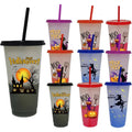 10pack Color Changing Halloween Cups With Lids & Straws,24oz Plastic Tumblers