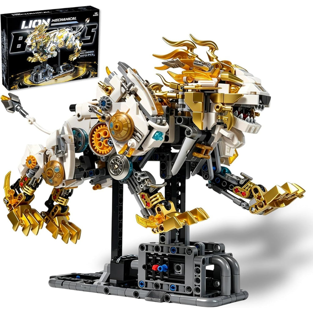 1073pcs Mechanical Lion Building Set,for Animal Building Kit w/Movable Gear