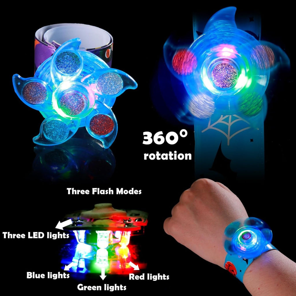 24 Pack Halloween Light Up Slap Bracelets Party Favors for Kids