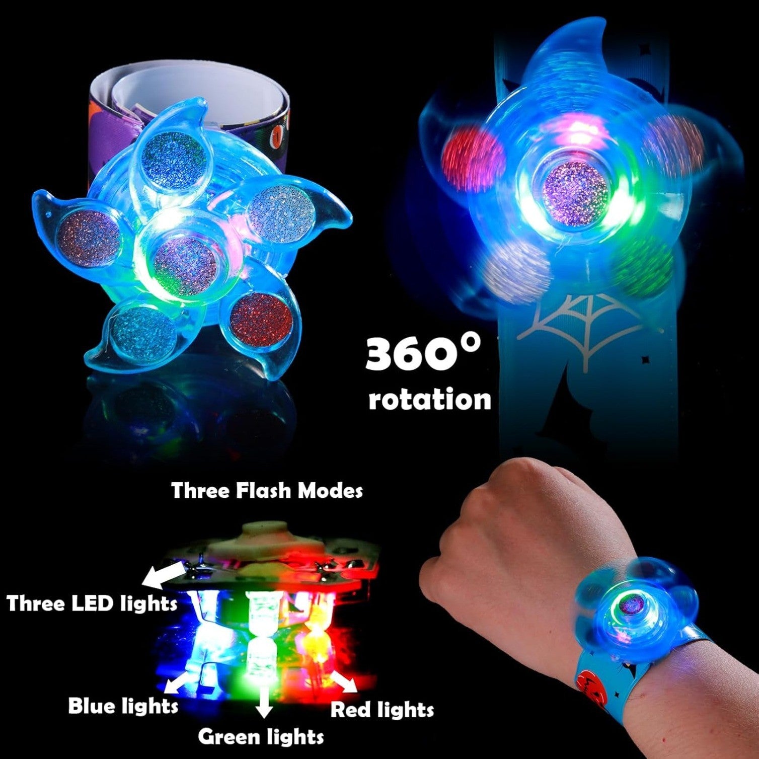 24 Pack Halloween Light Up Slap Bracelets Party Favors for Kids