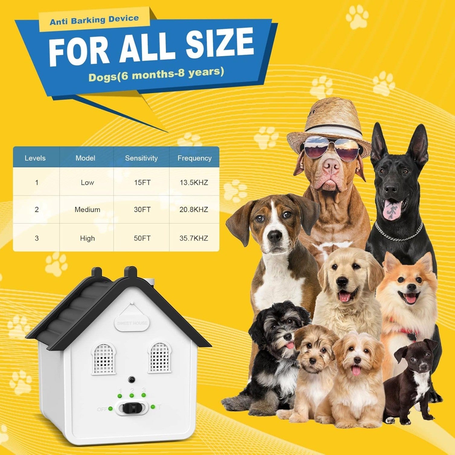3 Levels 50FT Ultrasonic Dog Barking Control Devices&Dog Behavior Training Tools