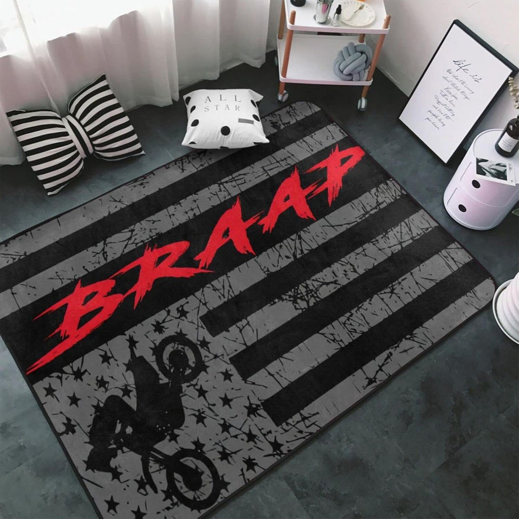 60x39'' Motocross Dirt Bike American Flag Area Rugs Anti-Slip Door Mat