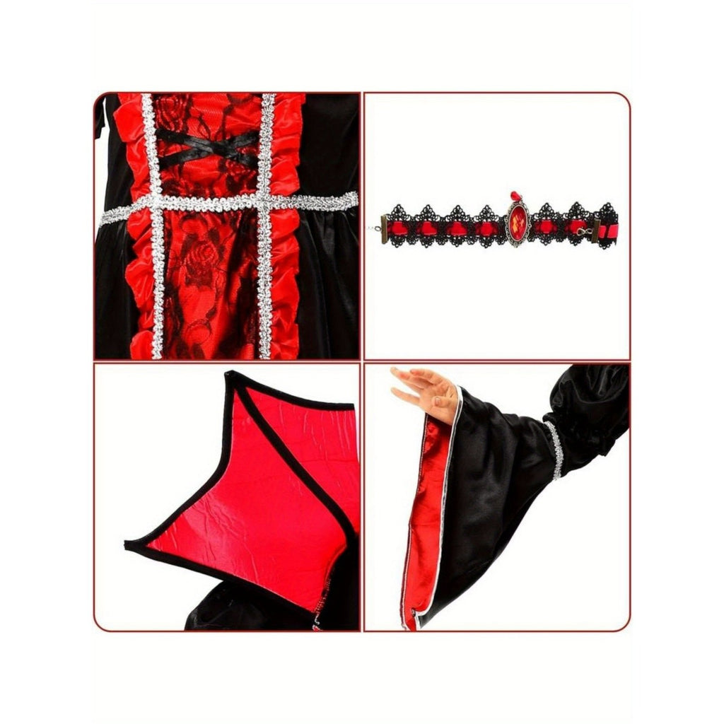 Royal Vampire Costume Girls - Deluxe Gothic Victorian Vampiress Halloween Party