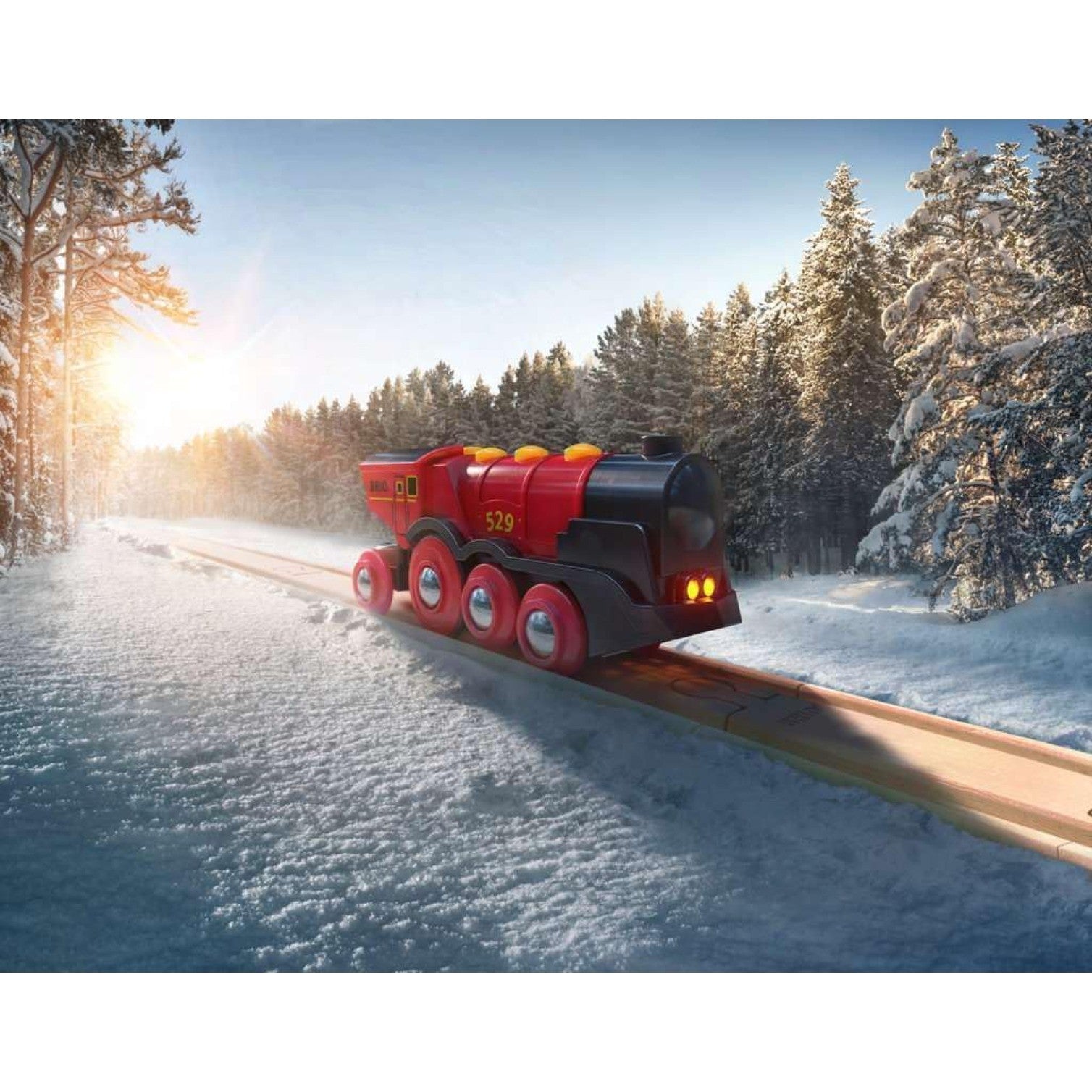Battery-operated Toy Train for Wooden Track with Light & Sound for All BRIO Sets