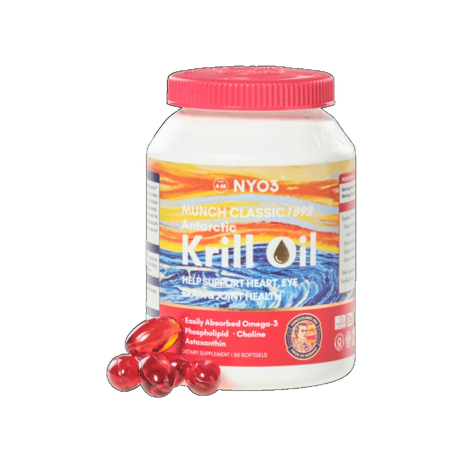 NYO3 Krill Oil Omega 3 with EPA DHA, High Content Absorption Pure Antarctic