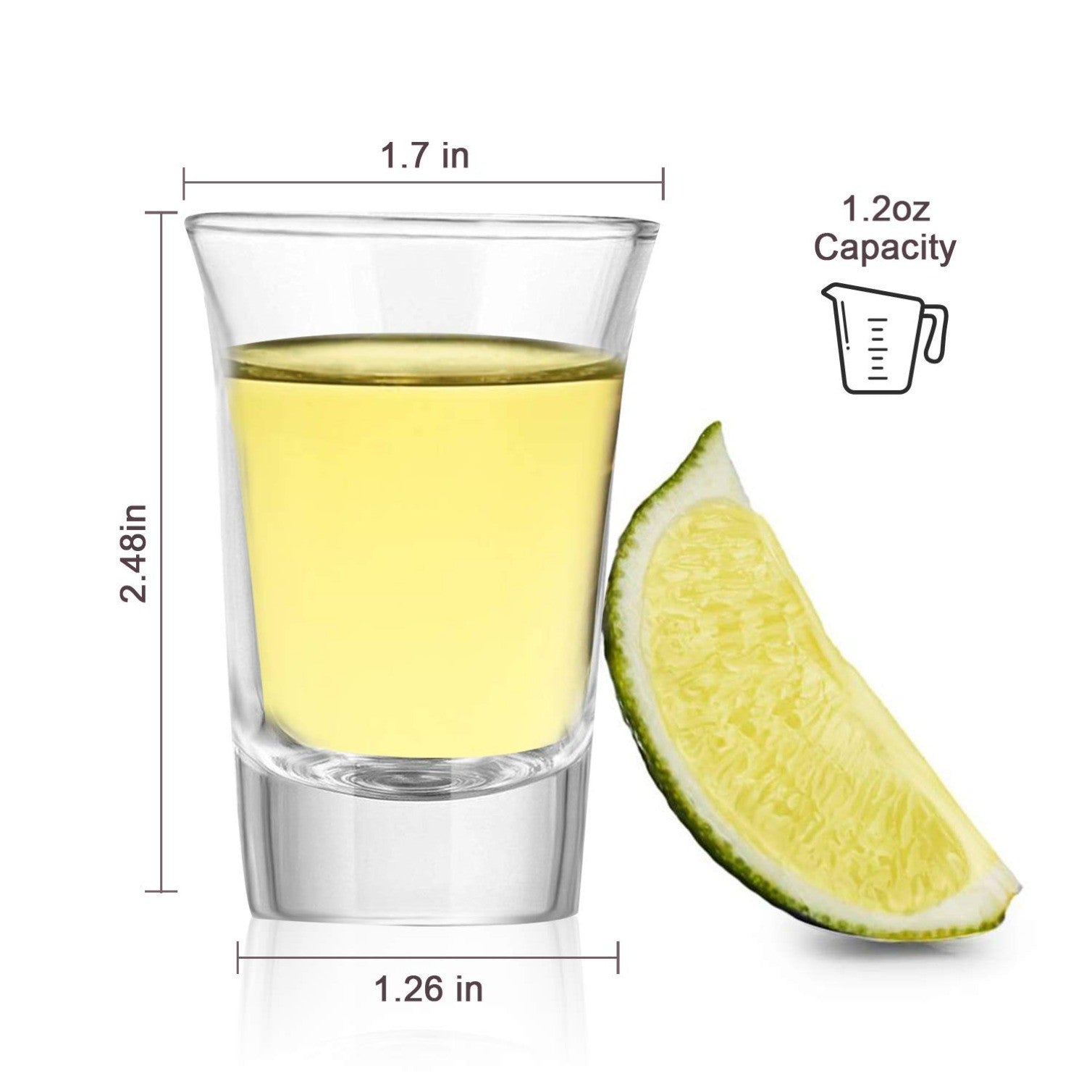 20 Pack 1.2 Ounce Heavy Base Shot Glass Set, Whisky Shot Glasses 1.2 oz