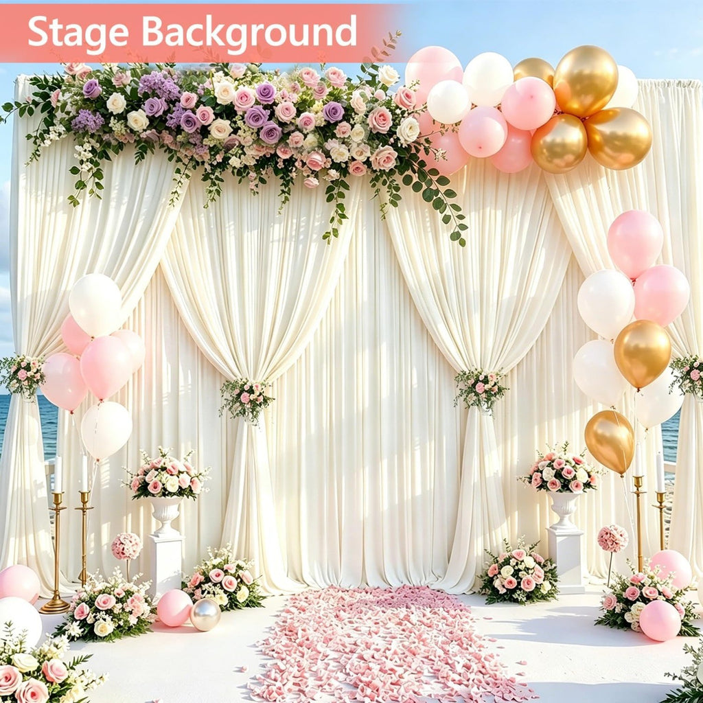 2-Pack 10x10ft Wrinkle-Free Ivory Backdrop Curtain Drapes, for Easy hanging
