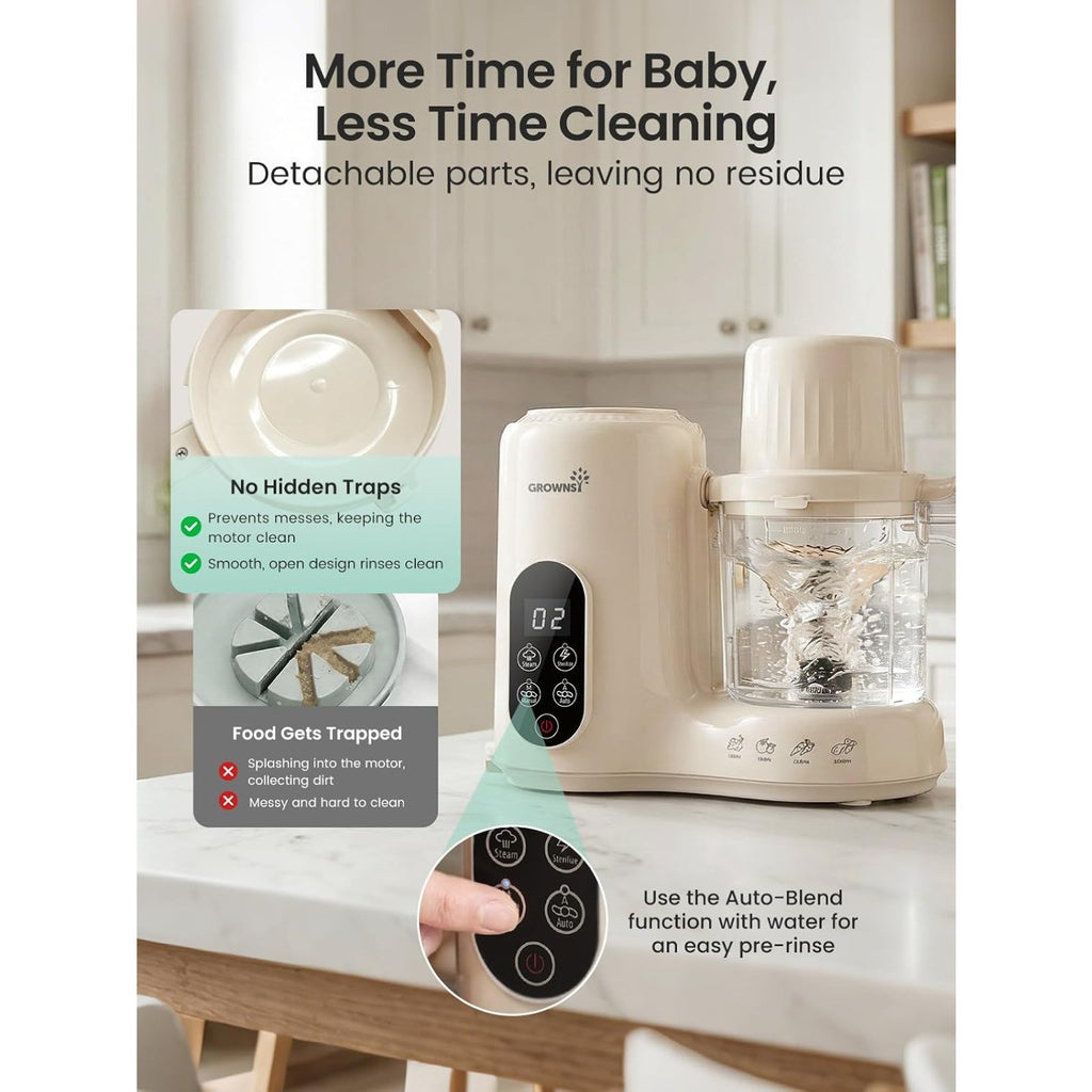 Baby Food Maker & Processor with Dual-Layer Steam Basket,Cream, 6+ Months