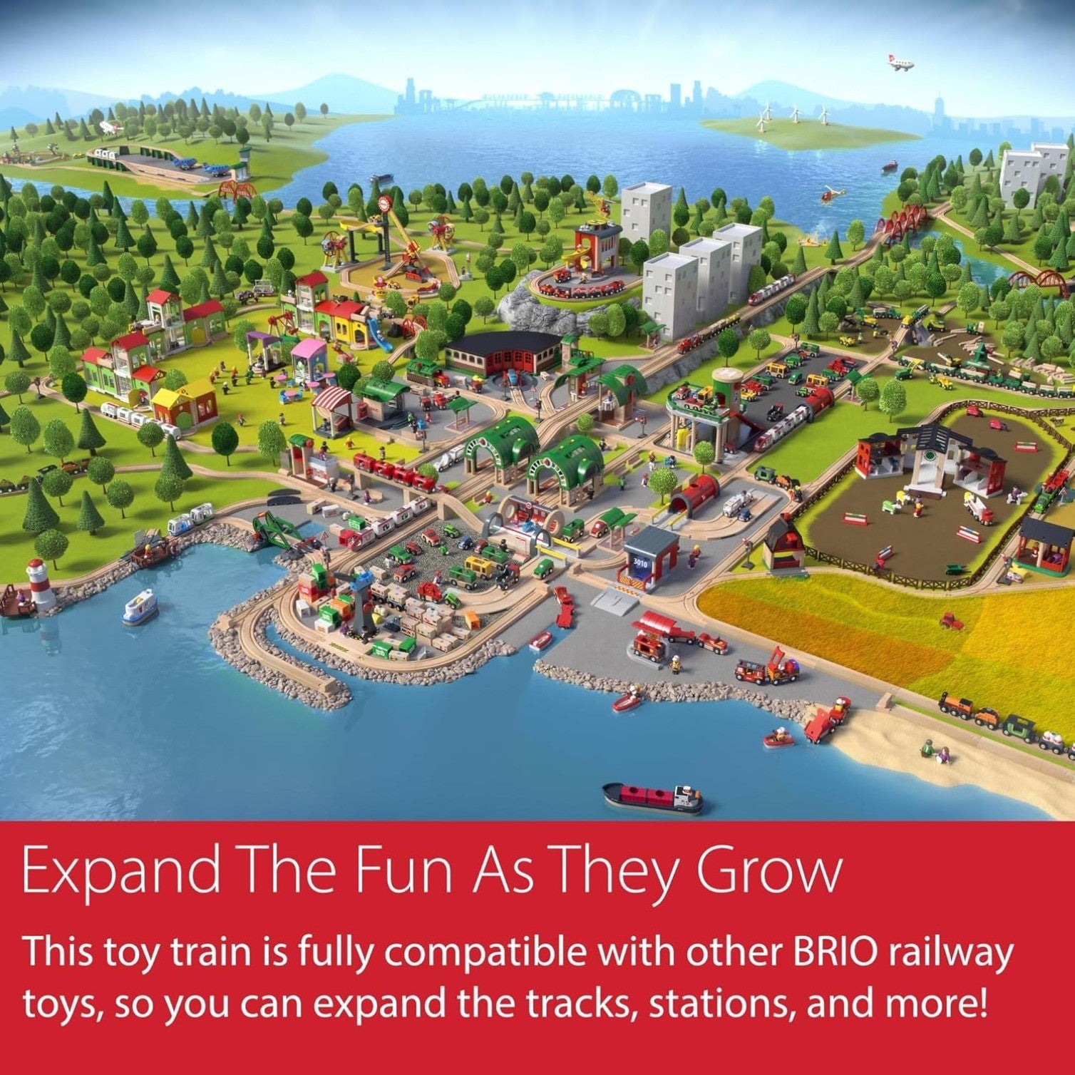 Battery-operated Toy Train for Wooden Track with Light & Sound for All BRIO Sets