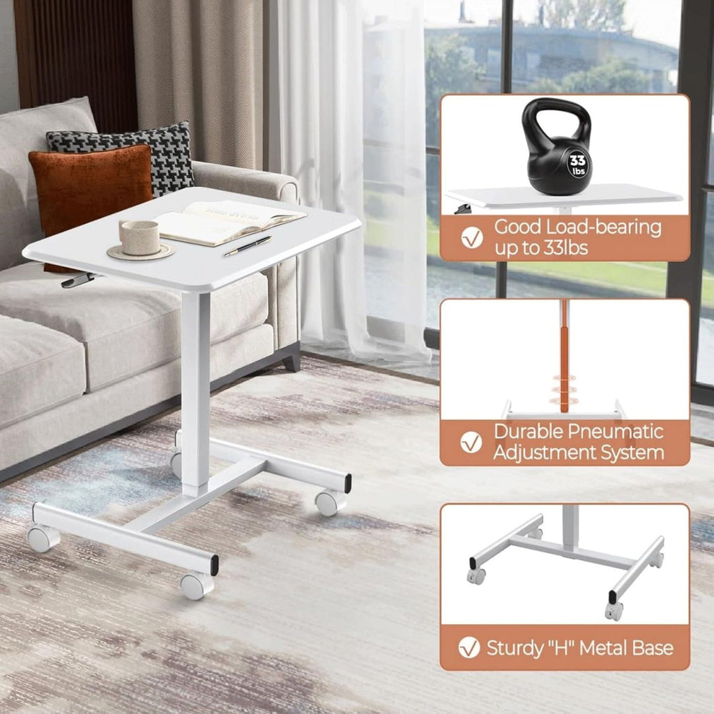 Mobile Standing Desk, Height Adjustable Rolling Cart with Wheels for Home Office