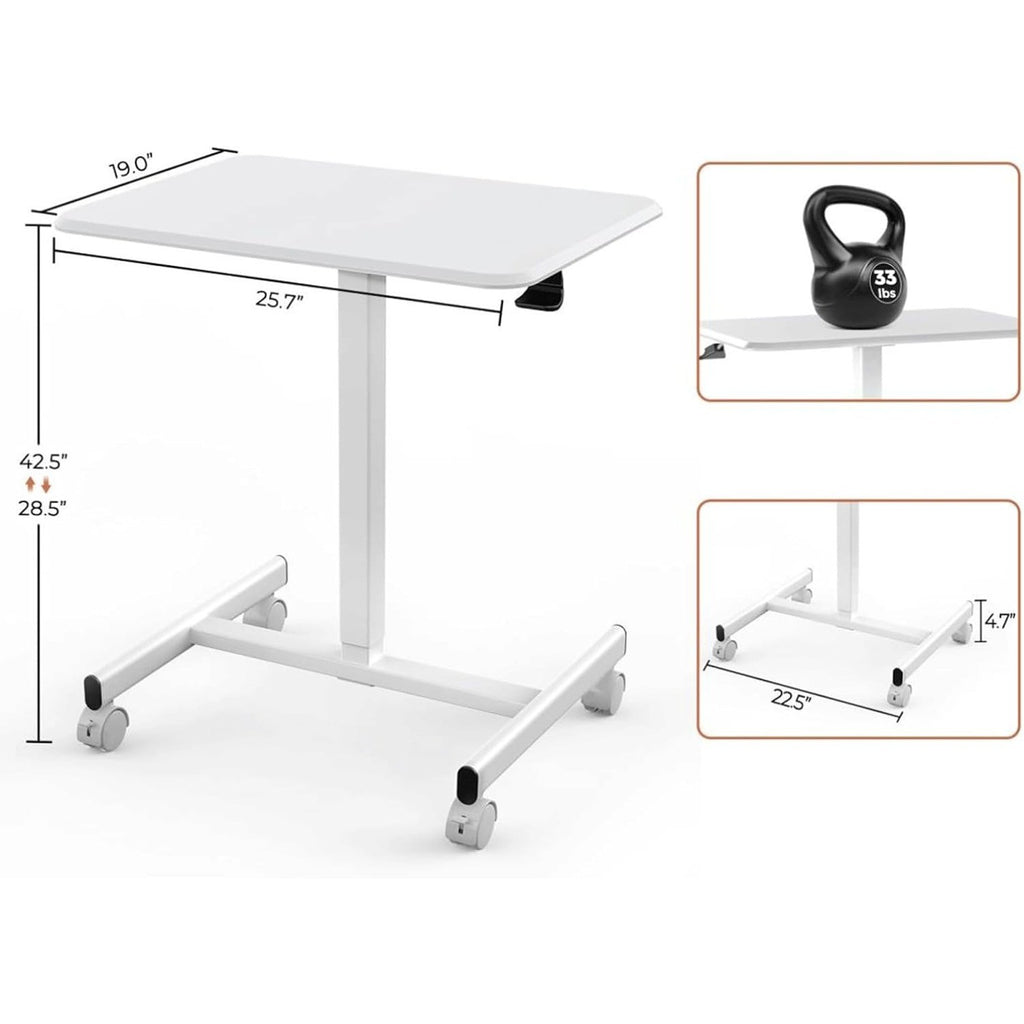 Mobile Standing Desk, Height Adjustable Rolling Cart with Wheels for Home Office
